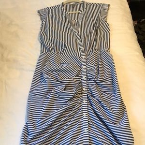 Never worn! Blue stripe, fitted midi dress